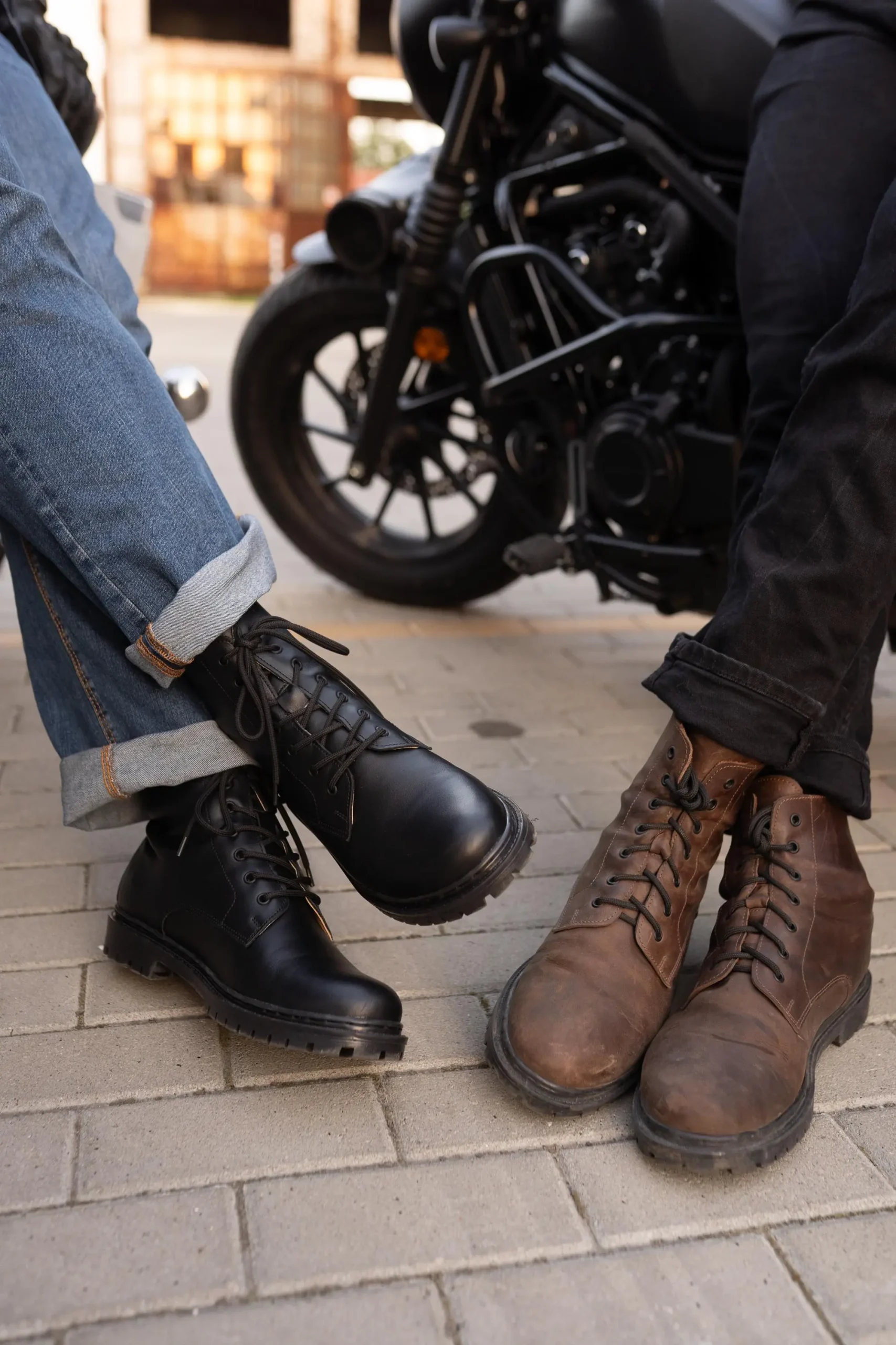 Men S Leather Motorcycle Boots Black Or Brown
